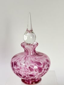Vintage Pink Splatter Glass Perfume Bottle