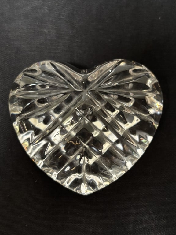 Vintage Waterford Crystal Heart Paperweight: Vintage Waterford Crystal Heart Paperweight, 1.25in by 2.75in