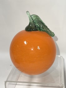 Vintage Art Glass Orange Paperweight