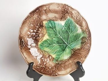 19th C. French Porcelain Majolica Strawberry Vines