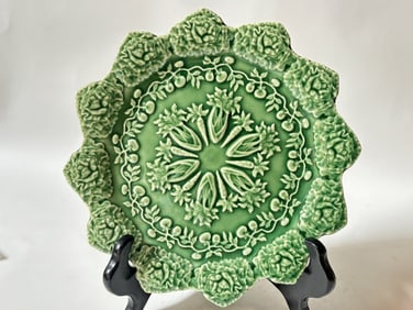 Bordallo Pinheiro Porcelain Rabbit Green Accent Pl