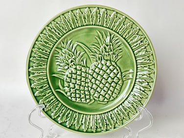 Bordallo Pinheiro Porcelain Green Pineapple Plate