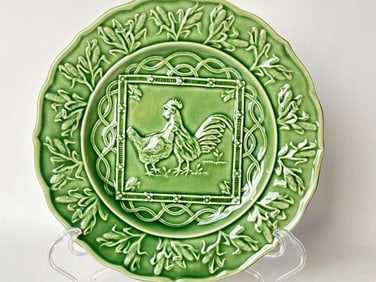 Bordallo Pinheiro Porcelain Green Rooster Plate