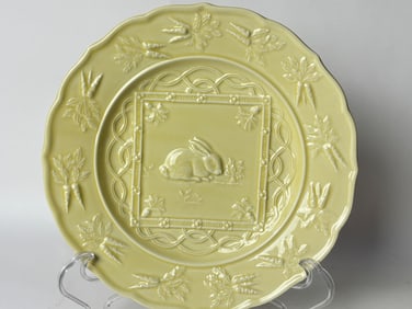 Bordallo Pinheiro Porcelain Yellow Rabbit Plate
