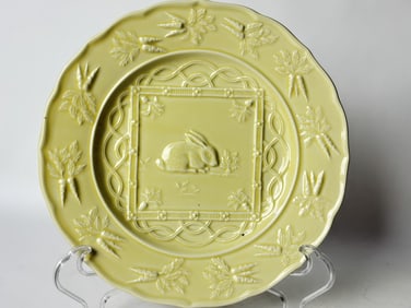 Bordallo Pinheiro Porcelain Yellow Rabbit Plate