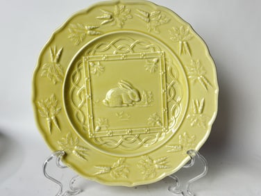 Bordallo Pinheiro Porcelain Yellow Rabbit Plate