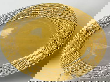 Bordallo Pinheiro Porcelain Yellow Acorn Oval Plat