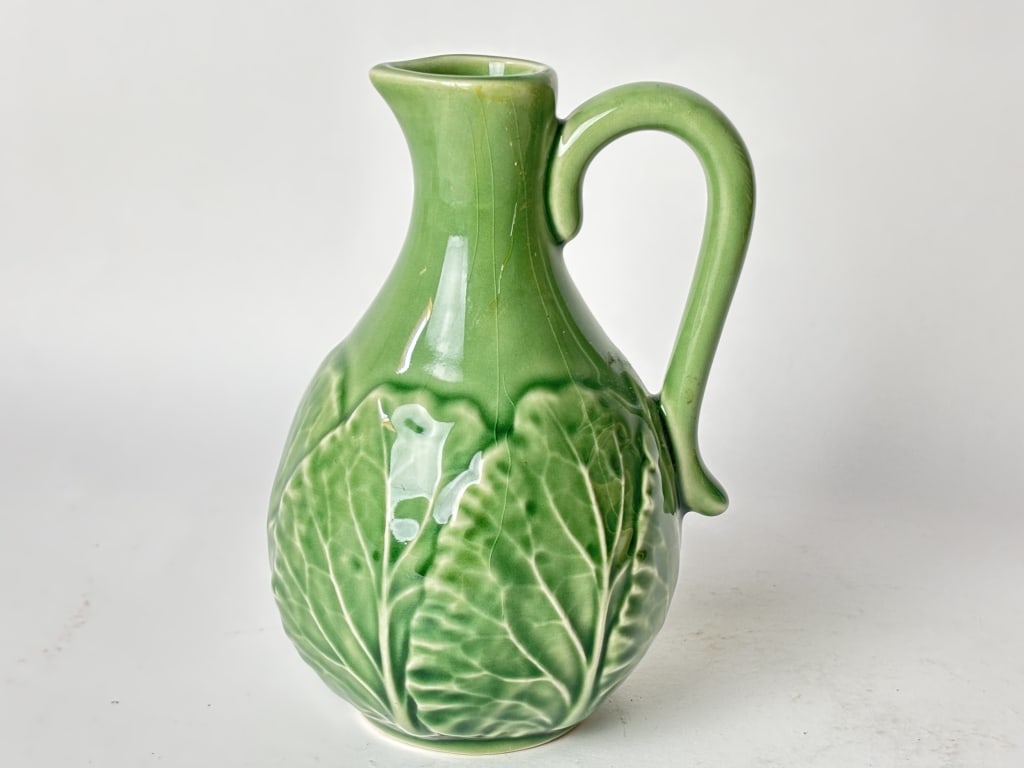 Bordallo Pinheiro Porcelain Green Cabbage Cruet: Bordallo Pinheiro Porcelain Green Cabbage Cruet, 6in