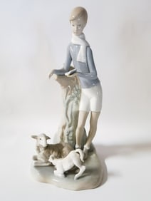 Lladro Spain Porcelain "Boy with Lambs" Figurine