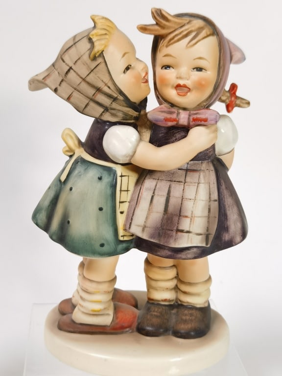 Vintage Goebel Hummel Porcelain "Telling Her Secre: Vintage Goebel Hummel Porcelain "Telling Her Secret" Figurine, 6.5in