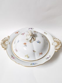 Large Meissen Germany Porcelain Floral Soup Bowl