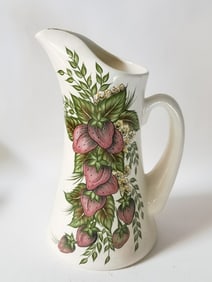 Vintage Shirmar Porcelain Strawberry Water Pitcher