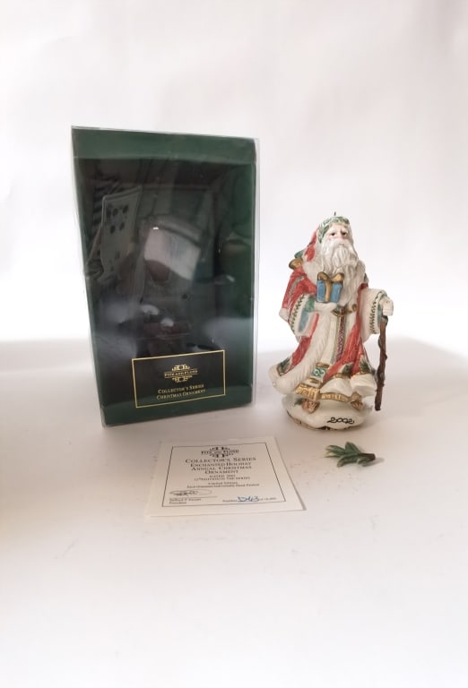 2002 Vintage Fitz & Floyd Porcelain Enchanted Holi: 2002 Vintage Fitz & Floyd Porcelain Enchanted Holiday Bell, 5in