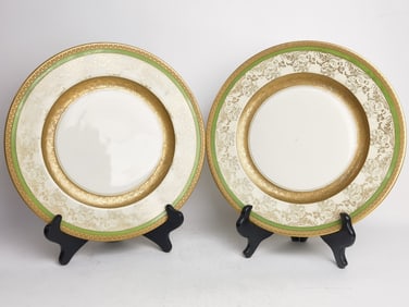 (2) Royal China 22K Gold Bavarian Dinner Plates