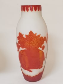 Galle Style Chinese Theme Cameo Glass Vase