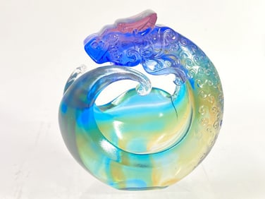 Vintage Sommerso Glass Dragon Vase, Signed Titto