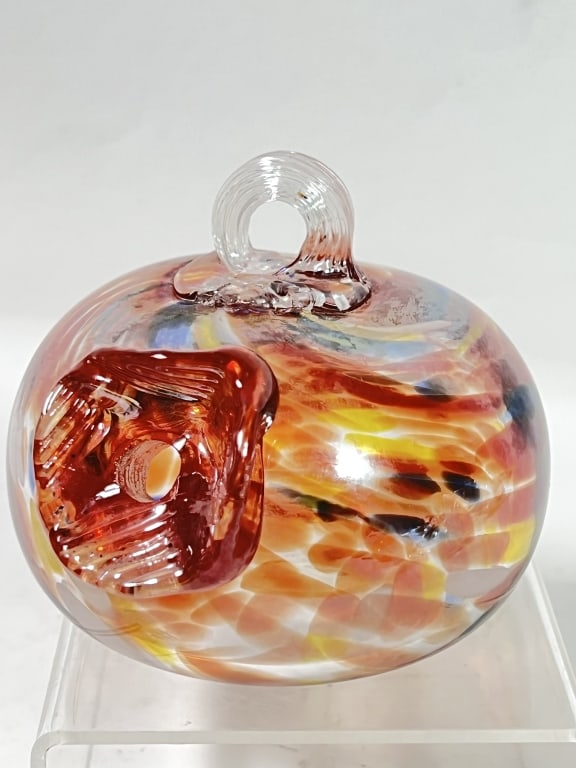 Vintage Multicolor Art Glass Pumpkin: Vintage Multicolor Art Glass Pumpkin 3.5in by 5in