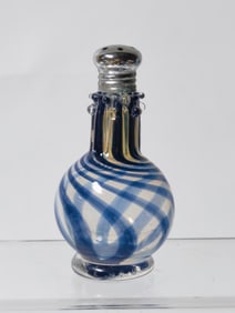 Vintage Murano Italy Blue Swirl Art Glass Salt Sha