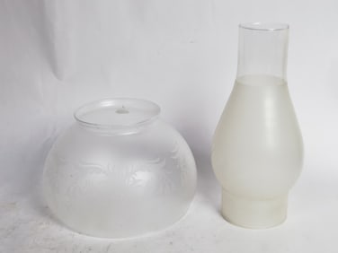 (2) French Etched Frosted Glass Lamp Shades