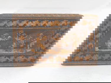 Antique Italian Wood Marquetry Stamp Box