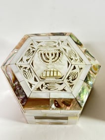 Vintage Jewish Mother-of-Pearl Overlay Trinket Box