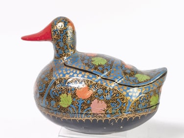 Vintage Kashmiri Hand Painted Duck Box