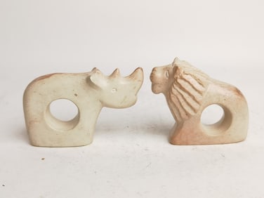 (2) Soapstone Carved Animals