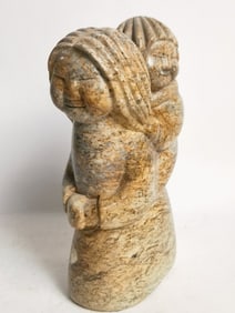 Vintage Inuit Soapstone Carved Mother & Child Scul
