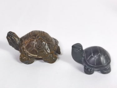 (2) Vintage Stone Carved Turtles