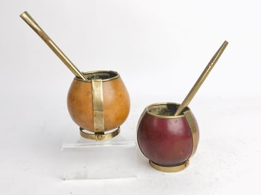 (2) Argentina Mate Gourd Sets