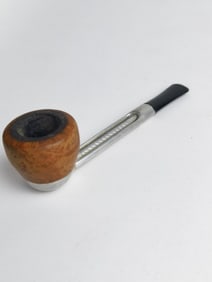 Wood ad Metal Smoking Pipe