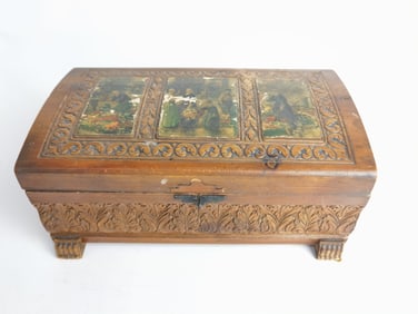 Vintage Wood Carved Jewelry Box