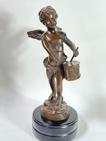 Vintage A. Moreau Putti with Tambourine