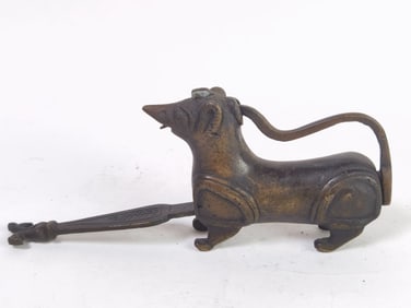 Vintage Brass Lion Padlock with Key