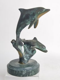 Vintage Bronze Dolphin Sculpture