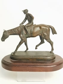 Vintage Bronze Horse Rider Sculpture