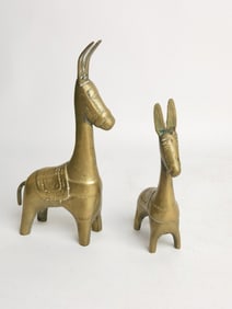 Pr. of Vintage Brass Llahama Figurines