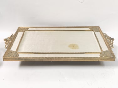 Vintage Metal Frame Fabric Vanity Tray