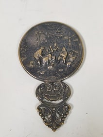 Vintage Denmark Repousse Silver Plate Hand Mirror