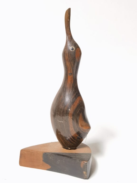 Vintage Wood Carved Duck: Vintage Wood Carved Duck, 6.5in