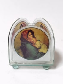 Vintage Glass Three-Sided Madonna Table Decor