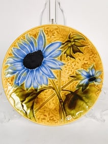Vintage Art Nouveau Majolica Sunflower Plate