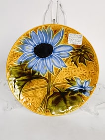 Vintage Art Nouveau Majolica Sunflower Plate