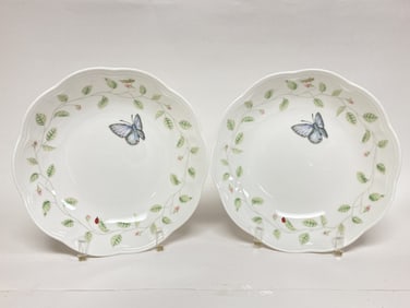 Pr. of Lenox Porcelain Butterfly Meadow Pasta Bowl
