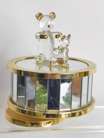 Vintage Teddy Bear Gold Accents Music Box