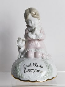 Vintage "God Bless Everyone" Porcelain Music Box