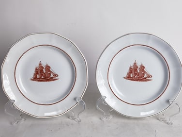 (2) Vintage Wedgwood Porcelain Flying Cloud Plates