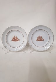 (2) Vintage Wedgwood Porcelain Flying Cloud Plates