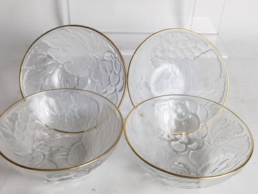 (4) Vintage KIG Indonesian Clear Glass Bowls
