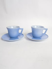 Pr. of Vintage Hazel Atlas Pastel Blue Glass Cup S